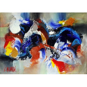 S. M. Naqvi, Acrylic on Canvas, 10  x 14 Inch, Abstract Painting, AC-SMN-027